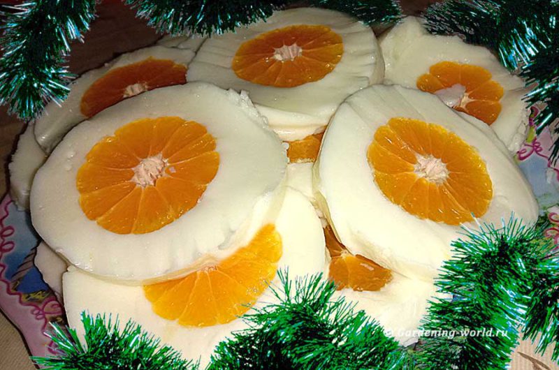 Десерт из мандаринов «Мандарины в снегу» — легкий и праздничный
