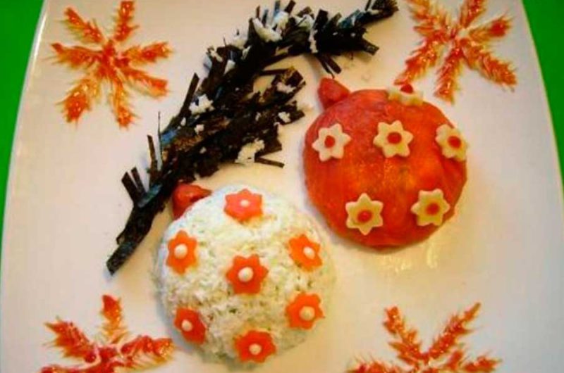 Салат с красной рыбой Новогодние шары